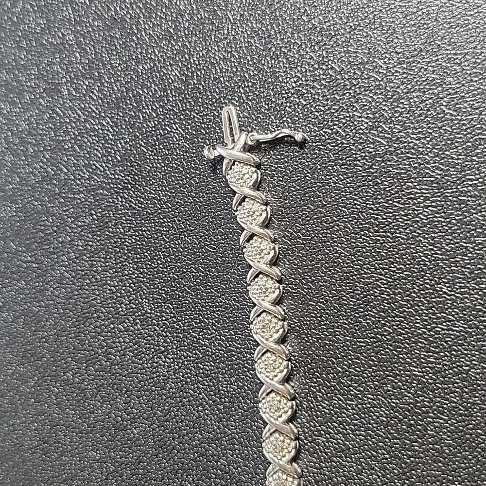 925 Sterling Silver Vintage Tennis Bracelet 44 Diamonds 8" Long - Picture 5 of 10